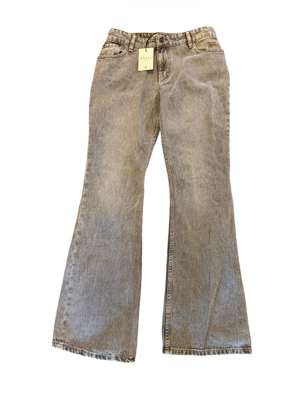 NWT Motel Rocks Low Rise Flare Jeans Grey Wash W26 L34 Vintage Y2K Grunge